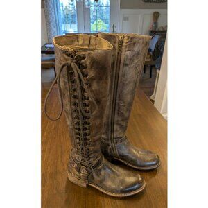 BED STU Burnley Knee High Lace Up D Ring Harness Leather Boots Shoes US 7